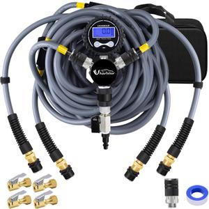 4 Tire Inflation Deflation System, 4 Tire Air Up Down System, 4 Tire Pressure Equalizer, Inflate or Deflate All 4 Tires at Once, Flexible Air Hose Fits Up to 155" Wheelbase.