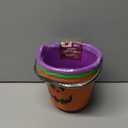 Zcaukya 3 Pack Halloween Buckets, Halloween Plastic Candy Pails, Portable Plastic Candy Trick or Treat Basket for Halloween Party Supplies, Orange Purple Green
