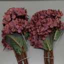 Artificial Flower Fake Silk Hydrangea Heads Bouquet with Stems Bulk for Fall Decoration Table Center Christmas Indoor Outdoor Faux Floral Realistic with Leaves Plants Crafts 8PCS(Rose red)