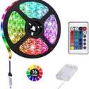 HIKENRI 1M/3.3FT Battery Powered LED Strip Lights, Flexible Color Changing RGB LED Light Strip, TV Backlight Background Lighting