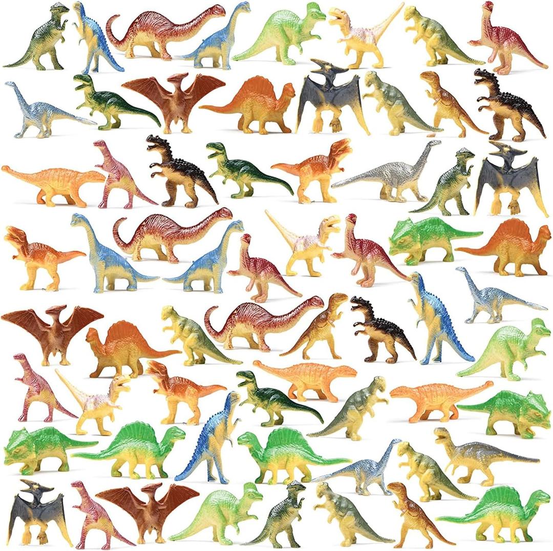 PREXTEX Mini Toy Dinosaurs Figure - Count of 72 - Dinosaur Party Favors Easter Eggs Filler, Plastic Dinosaur Figurines, Small Dinosaur Toys