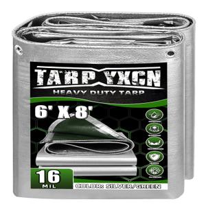 TA*RP YXCN Extra Heavy Duty Tarp 15x30 Ft, 16 Mil Thick (Silver/Green)