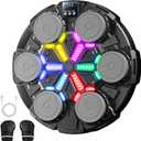 Upgraded Music Punching Machine for Kids and Adults, Wall Boxing Punching Pad with Bluetooth & Rhythm Lights, 3 Speed Modes, Home Fitness Boxing Equipment with Gloves for Boys Girls Teenagers (Black)