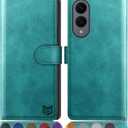 SUANPOT Compatible with Samsung Galaxy S25 Edge Wallet case with RFID Blocking Credit Card Holder,Flip Book PU Leather Protective Cover Women Men for Samsung S25 Edge case Blue Green