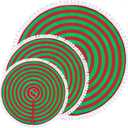 2 x Christmas Tree Skirt, Red and Green Annual Rings 24 Inch Tree Mat Skirt with Pom Pom Trim for Holiday Party Xmas Tree Decoration