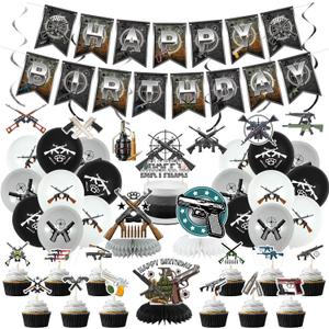 Birthday Party Decorations - Party Supplies including Happy Birthday Banner, Spirals, Cake Toppers, Table Centerpieces, Balloons (LQ)