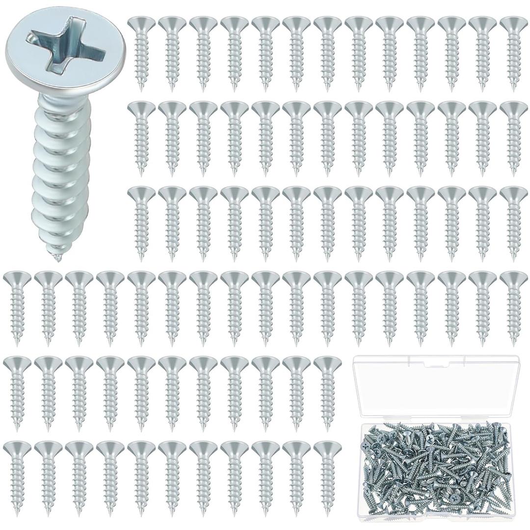 500 Pcs #6 x 1/2'' Flat Head Screws, Phillips Drive, Zinc Small Cabinet Hinge Wood Screws for Indoor Furniture Wood Working