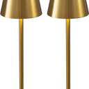 KDG 2 Pack Cordless Table Lamp,Portable LED Desk Lamp, 5000mAh Battery Operated, 3 Color Stepless Dimming Up, for Restaurant/Bedroom/Bars/Outdoor Party/Camping/Coffee Shop Night Light(Gold) (Gold-2)