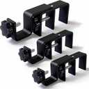 Over Blinds Curtain Rod Brackets for Outside Mounted, No-Drill Blinds Curtain Rod Holders for 1.3-2" Rectangular Headrails, Tool-Free & No Wall Damage, Apartment & Renter Friendly (Set of 3, Black)