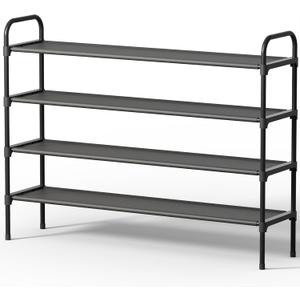 Kitsure Extra-Long Shoe Rack for Closet, Shoe Organizer for Front Door Entrance, Stackable Shoe Shelf, Detachable Closet Organizers and Storage, 39.0" Wide - 4 Tier, Black