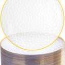 Rubtlamp 60 Pcs Clear Plastic Dessert Plates, Hammered Party Plates, Disposable Heavy Duty Salad/Dessert Platos,Clear Party Platos, Gold Plastic Appetizer Platos Disposable For All Occasions