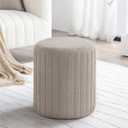 Get Set Style Modern Round Ottoman with Soft Padded Seat, Multifunctional Vanity Chairs for Makeup, Upholstered Footrest Stool Ottoman Foot Stool for Living Room, Bedroom, 14.8"D x 14.7"W x 17.3"H