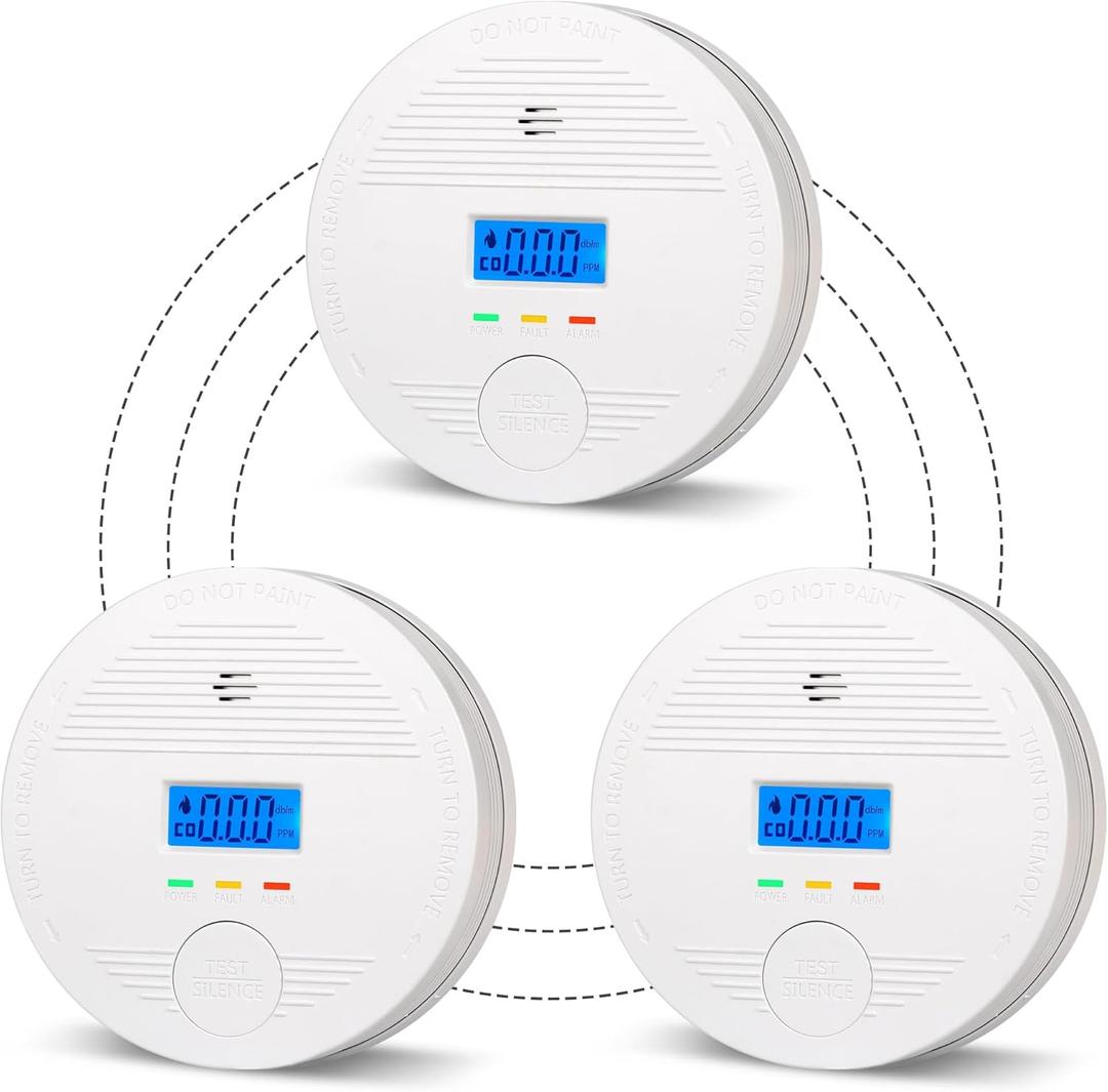 Interconnected Smoke and Carbon Monoxide Detector, 10-Year Battery Wireless Interlinked Smoke & CO Alarm with Dual Sensors, Home Fire & CO Safety Protection (3Pack)