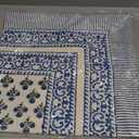 ATOSII Gulbahar Blue 100% Cotton Spring Square Tablecloth, Handblock Print Floral Table Cloth Linen for Kitchen Dining I Weddings, Parties, Outdoors, Easter Home Decor 60 X 60 Inches I 4 Seater