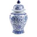 14'' Tall Ginger Jars for Home Decor  Chinoiserie Decor Ceramic Blue and White Ginger Jars with Lid, Chinoiserie Vases Floral Porcelain for Kitchen, Living Room, Centerpiece, Bookshelf, Mantel Decor