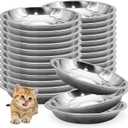 Hamiledyi 24 Pcs Stainless Steel Cat Bowls Shallow Metal Pet Dishes Cat Food Feeding Plates Replacement Whisker Fatigue Kitten Food Bowl for Dogs Cats and Other Small Animals (5.40 Inch Diameter)