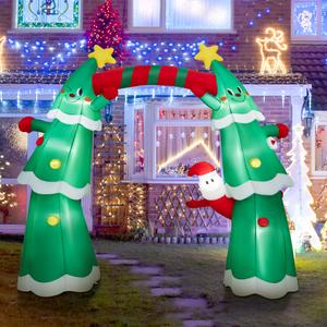 11 Ft Inflatable Christmas Tree Arch Party Decoration With Santa Claus LED Lights