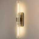 Brass Wall Sconces, Bathroom Wall Sconce, 22.8" Gold Wall Sconces, 2-Light Dimmable Wall Sconce, Sconces Wall Lighting with Glass, Vanity Light Tube Sconce for Bedroom Living Room, Hallway