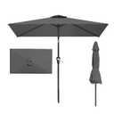 Patio Kingdom 6.5' x 10' Rectangular Patio Umbrella Large Outdoor Market Umbrella w/UV Protection, Push Button Tilt and Crank Lift, Rectangle Table Umbrella for Garden, Deck, Pool, Patio, Grey