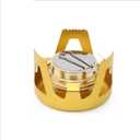 Mini Alcohol Stove Alcohol Burner, Lightweight Brass Spirit Burner with Aluminium Stand, Backpacking Stove for Outdoor Camping, Hiking, Backpacking, Picnic (Gold)