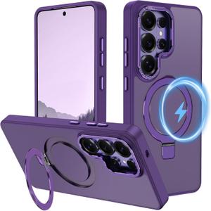 Hekodonk for Galaxy S26 Ultra Case with Magnetic Invisible Ring Stand,Compatible with Magsafe,Slim Translucent Matte Back Shockproof Drop Protective Case for Samsung Galaxy S26 Ultra,All Purple