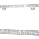 HOTOR License Plate Frame - Lastingly Bling and Sparkly License Plate Frame for Women, Stainless Steel & Obstruction-Free Frame with Multifaceted Rhinestones,White, 1 Pack