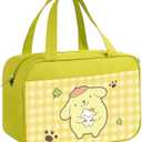 Lunch Bag Cooler Tote Large Insulated Kawaii Leak Proof Food Portable Waterproof Reusable Anime for Work Picnic Travel (Yellow Pom Pom)