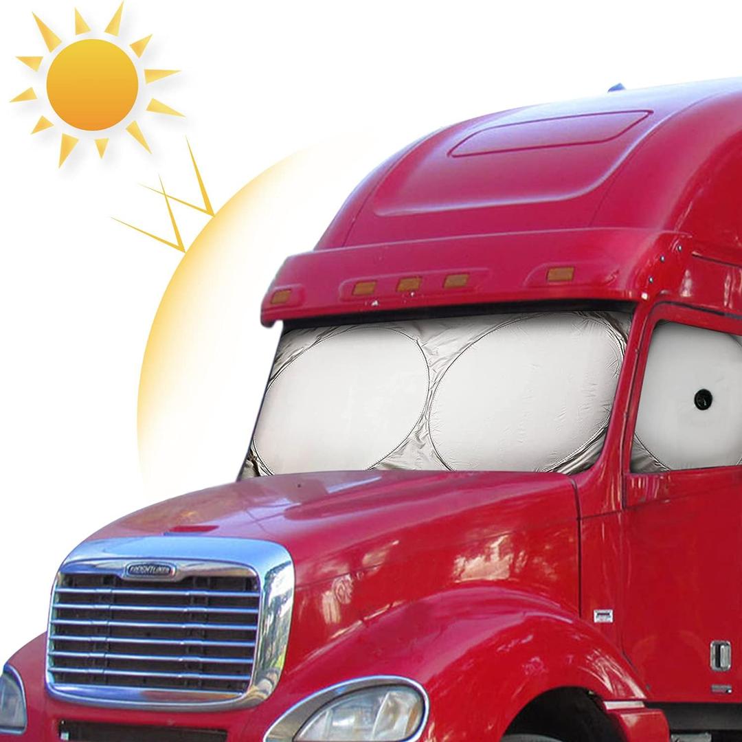 Semi-Truck Sun Shade for Windshield and Side Window | Sunshade Maximum Coverage Windshields for Truck - Block UV Sun Heat Rays - Best for Semi, Commercial & Big Rig Truck, RVSide Windows Suction Cup