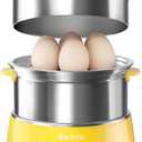 Hard Boiled Egg Cooker - CACHOO 14-Egg Rapid Stainless Steel Egg Boiler with 30-Min Timer & Auto Shut Off, Compact Electric Vegetable Steamer for Cooking, Dishwasher Safe, Retro Yellow