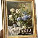 8x10 Picture Frame, Ornate Vintage Gold Photo Frames with HD Glass for Wall Hanging and Tabletop Display, 8 x 10 Antique Photo Frame with Distressed Rust-Like Finish, Retro Home Decor