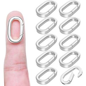 OHINGLT 10Pcs Carabiner Clip Pendant Clasps Silver Necklace Clasp and Closures, Bracelet Charm Connector for Women