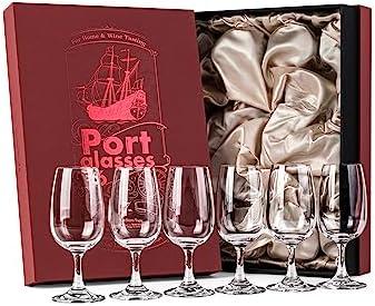 GLASSIQUE CADEAU Port and Dessert Wine, Sherry, Cordial, Aperitif Tasting Glasses | Set of 6 Small Crystal 7 oz Sippers | Mini Short Stem Nosing Taster Copitas