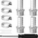 Barbed Hose Fittings, Josaton Stainless Steel 1" Hose Barb to 1" Male NPT Home Brew Fitting Water Fuel Air, Hose Barb Fittings Air Hose Repair Kit, Barbed Adapter with Hose Clamp, 10PCS