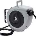 Air Hose Reel Retractable 3/8 in. x 50 ft Hybrid Polymer Hose, Retractable Auto-Rewind Enclosed Heavy Duty 180° Swivel Mount, Max 300PSI Commerical Polypropylene Grey