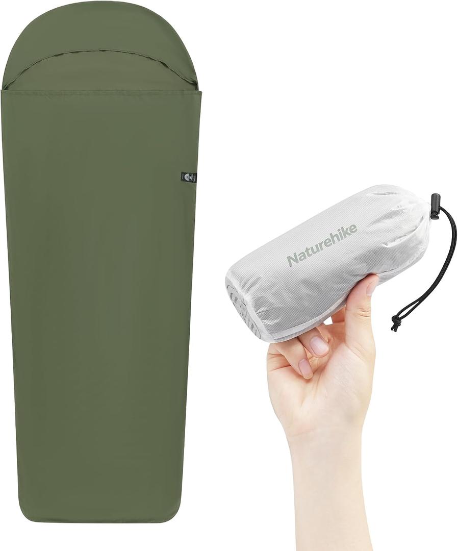 Naturehike 4.5oz Ultralight Washable Sleeping Bag Liner, Lightweight Adult Sleep Sack & Travel Sheets for Backpacking, Hotel, Camping, Hostels, ZY20