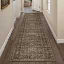 2'6x12 Washable Runner Rug for Hallway Kitchen Vintage Brown Non Slip Low Pile Carpet Traditional Retro Soft Throw Rug for Bathroom Bedroom Entryway Indoor Entrance