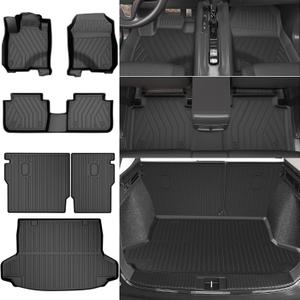 Floor Mats & Cargo Liner & Backrest Mat Fit for Honda HRV HR-V 2025 2024 2023: All Weather Protection Floor Liner - 1st & 2nd Row Car Liner Trunk Mat 2025 HRV Accessories, Black (23-25 hrv, Floor Mats & Cargo Liner & Backrest Mats)