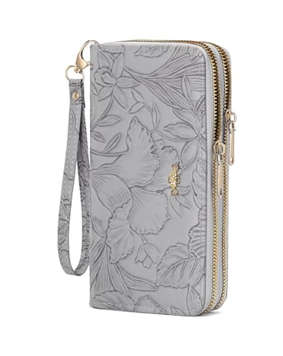 RNIEGA Wallet for Women Clutch Double Zip Around Credit Card Holder Leather Women's Wallet Large Capacity