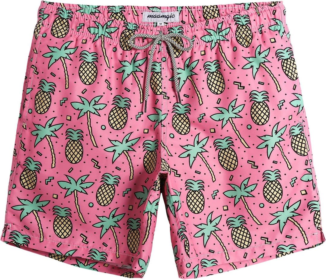 maamgic Mens Swim Trunks Quick Dry Swim Shorts with Mesh Lining Funny Swimwear Bathing Suits 7inch L