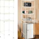Huwena 4 Tier Mini Fridge Stand with Storage for Dorm Microwave Stand Over Mini Fridge Storage Shelf Adjustable Height Organizer for College Rooms Kitchen Pantry(Apricot), 77.56 x 24.02 x 18.11 inches