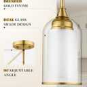 2 x LIROUVET 2 Pack Pendant Lights, Vintage Dual Glass Hanging Lamp, Brushed Gold Pendant Lights Kitchen Island with Clear and Milk Glass, Pendant Lighting for Dining Room PL02BR-2PK