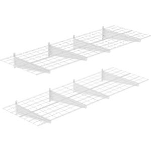 STORKING 2-pack 2x6ft garage wall shelving, 24"x72" shelf storage rack floating shelves wall mounted, heavy duty storage shelves, 800ibs load capacity, with 16 hooks for garage organization, white