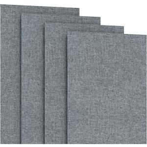 4-Panel Replacement Fabric for Sliding Panel Track Blinds  23" W x 96" L  Fabric Only  Pre-Attached Hook & Loop Fasteners  Trimmable, No Bottom Rail Included, Room Darkening - Grey