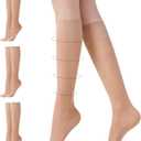 3 Pairs Compression Stockings for Women, 40D Knee High 5-10 mmHg Opaque Stockings