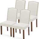 DUMOS Dining Chairs Set of 4, Moden Kitchen Table Chairs with Wooden Legs and Padded Seat for Dining Room/Kitchen/Living Room/Restaurant, Beige