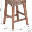 JONATHAN Y CSL1101A Maui 25.5" Rustic Bohemian Hyacinth/Wood Backless Counter Stool for Home, Kitchen, Dining Room, Workspaces, Cafes and Resturants, Brown Wash Woven Seat with Natural Wood Frame
