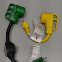 RVGUARD Overload Protector 50 Amp to 110 Volt RV Adapter Cord with Circuit Breaker, NEMA 5-15P to NEMA 14-50R Electrical Power Adapter with LED Power Indicator, 18 Inch, Green, ETL Listed