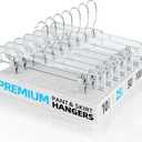 HOUSE DAY Clear Pants Hangers with Clips 25 Pack, Non-Slip Skirt Hangers for Women, Upgraded Heavy Duty Plastic Clip Hanger for Pants, Trousers, Jeans, 14" Short Hanger, 360°-Rotating Swivel Hook