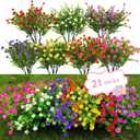 WEAUSUP 21 Bundles Outdoor Faux Plants UV Resistant Faux Bushes Plastic Artificial Flowers Fake Outdoor Plants for Home Garden Decor (7 Colors)