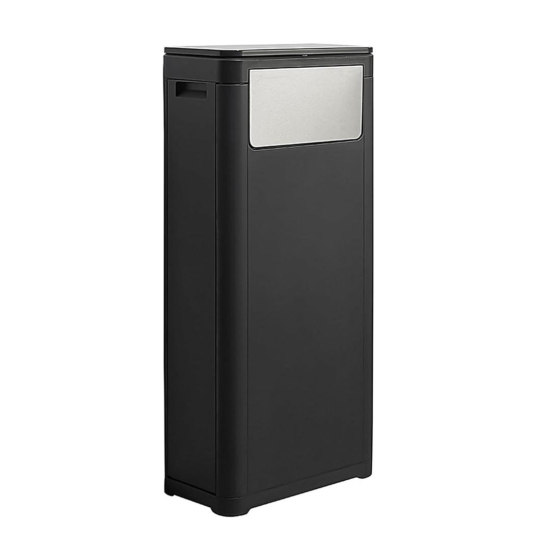 WanWanKa Trash Can with Lid, Large Tall 8 Gallon Commercial Trash Can, Plastic Waste Bin with Press top Lid, White Garbage Can Suitable for Kitchen, Bathroom, Bedroom, Living Room, Office(Black)